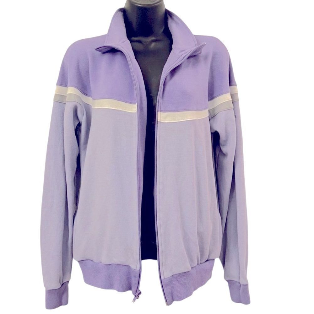 Vtg 70s 80s Wilson’s Pastel Lavender Purple color block Full Zip Track Jacket L